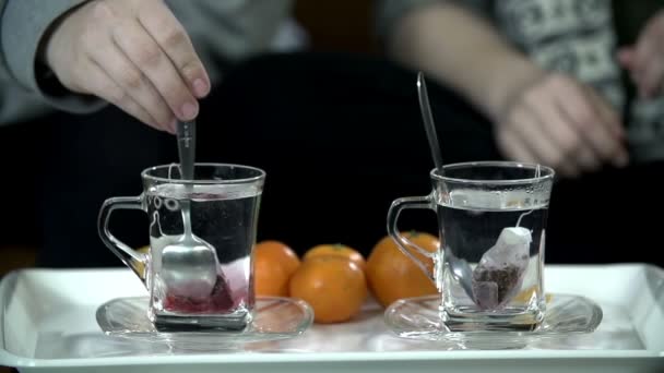 Chicas bebiendo el té — Vídeos de Stock