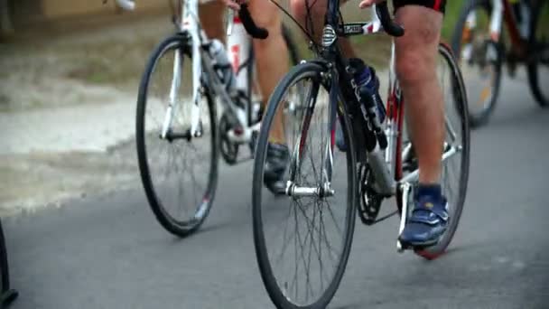 Cyclists riding on a bicycle marathon in Slovenia — Stock Video