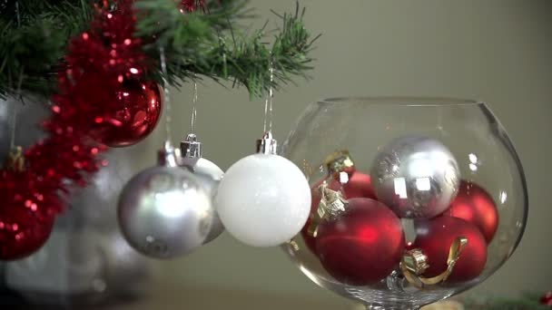 Christmas ornaments falling — Stock Video