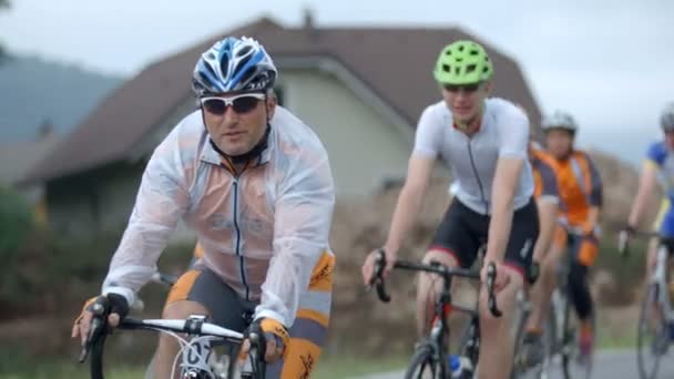 Cyclists riding on a bicycle marathon in Slovenia — Stock Video