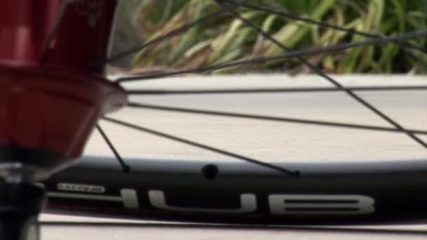 Detail of bike spokes — Stock Video