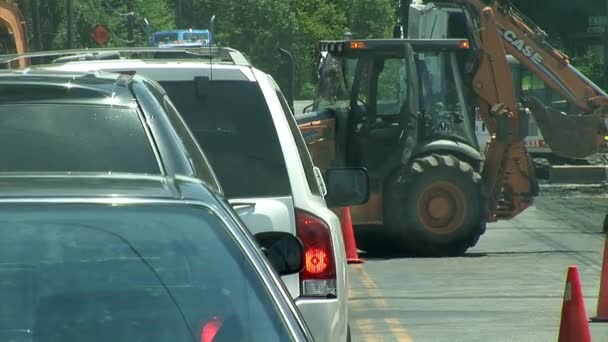 Fast forward shot of being stopped because of construction work — Stock Video