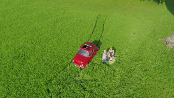 Paar beim Picknick mit dem Auto — Stockvideo