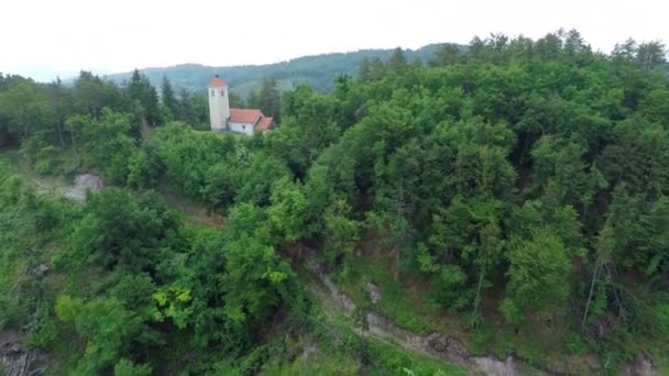 Älteres Ehepaar nähert sich der Kirche — Stockvideo