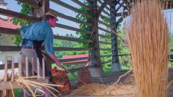 Hombres Trabajando de manera tradicional — Vídeos de Stock