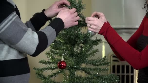 Árbol de decoración de pareja — Vídeo de stock