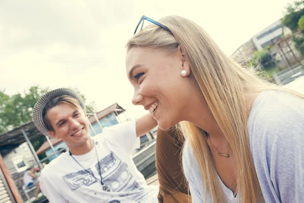 Couple Enjoying Near River — Stock Photo, Image