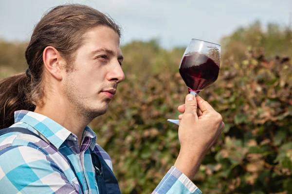 Young Man Tasting Wine — Stock Photo, Image