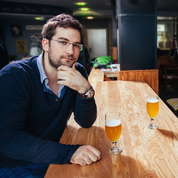 Handsome Man In Pub — Stock Photo, Image