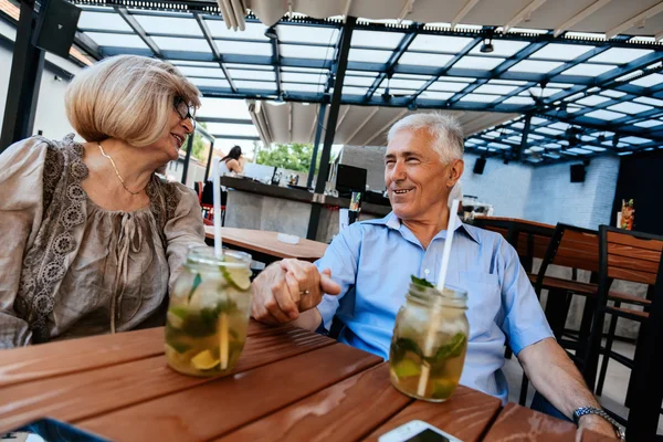 Senior Couple In Cafe — Stock Photo, Image