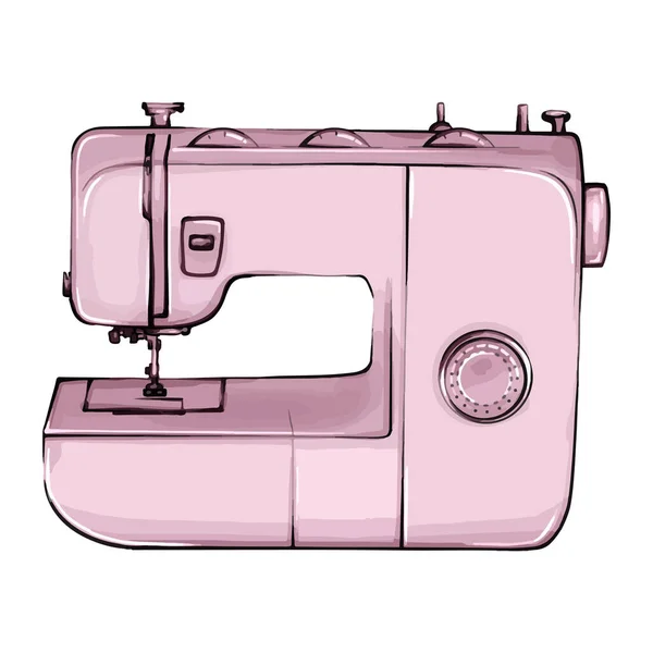 Hand Drawn Sewing Machine Retro Sketch Your Design Modern Illustration — Stock fotografie