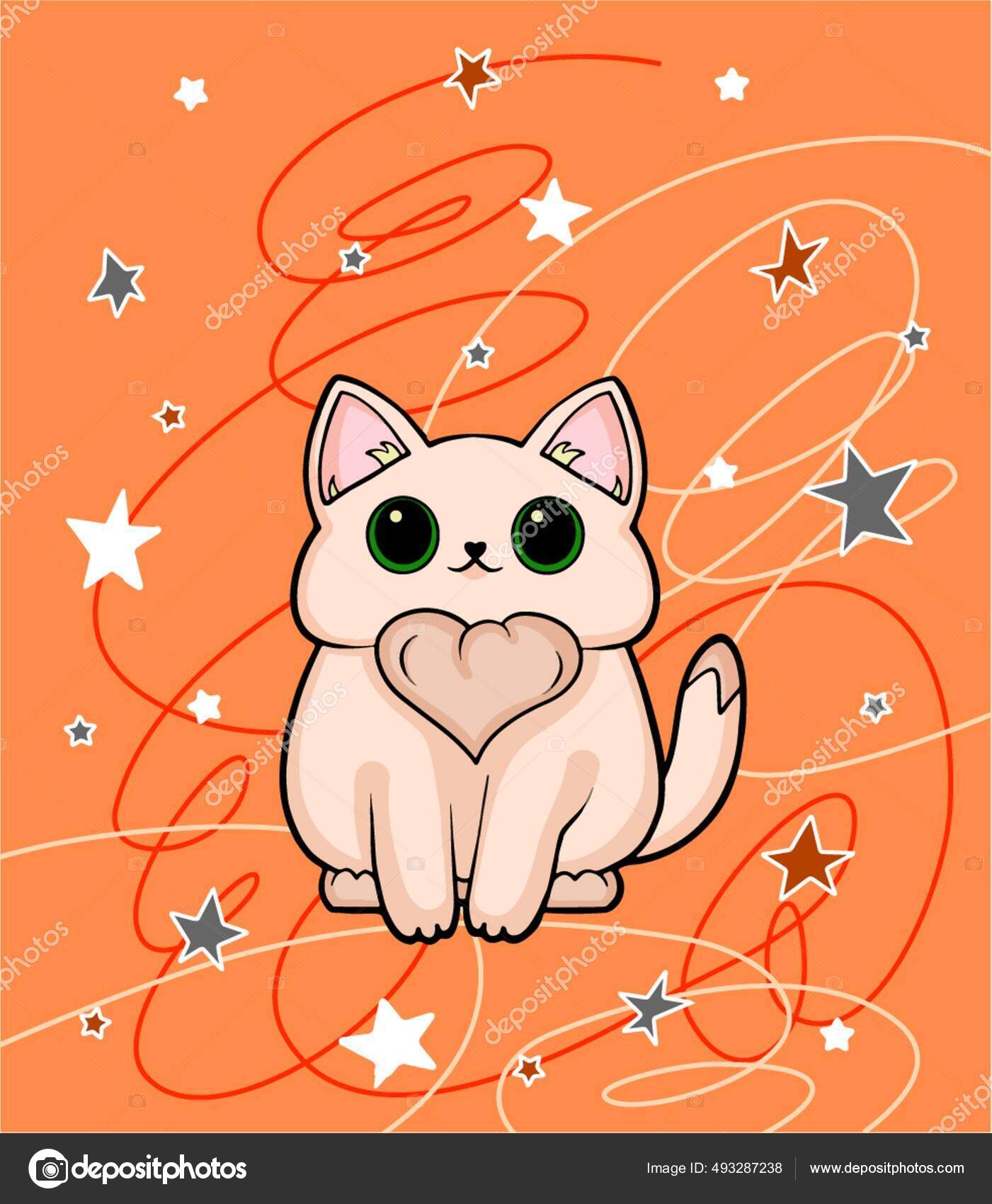 可爱的白猫插图画可爱的猫星座在橙色背景上一个幻想可爱的猫为孩子们打印的图例小猫咪可爱的小猫咪图案为孩子们设计服装艺术 可爱的白猫插图画可爱的猫星座在橙色背景上一个幻想可爱的猫为孩子们打印的图例小猫咪可爱的小猫咪图案为孩子们设计服装艺术