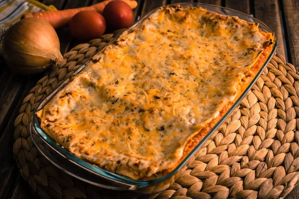 Lasaña Con Pasta Sin Gluten Con Tomate Cebolla —  Fotos de Stock