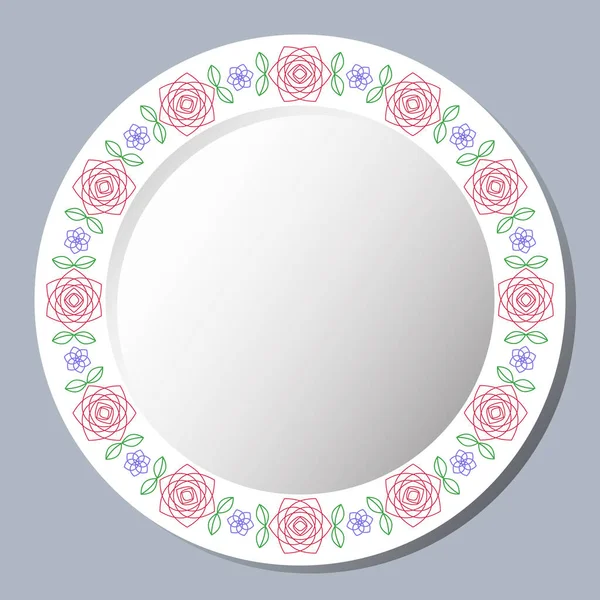 装饰板与圆形饰物 圆形的花框架与玫瑰 病媒Eps — 图库矢量图片