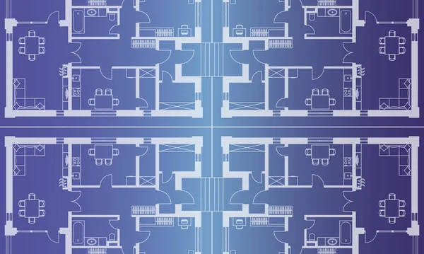 Architektonische Hintergründe. Teil des architektonischen Projekts, architektonischer Plan eines Wohnhauses. Blau-Weiß — Stockvektor