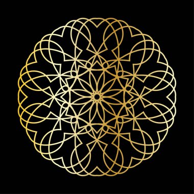 Yuvarlak şekilli altın süs. Düğün davetiyelerini, tebrik kartlarını, kıyafet süslemelerini süslemek için kullanılabilir.