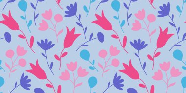 Elle çizilmiş çiçekler ve lalelerle renksiz bir şekil. Güzel çiçek arkaplanı. Modern doku.