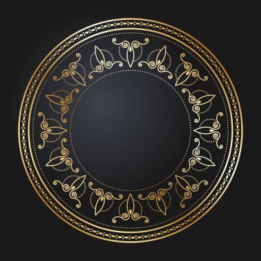 Güzel yuvarlak altın çerçeve. Şenlik tasarımı. Klasik altın sınırı. Vektör illüstrasyonu EPS10