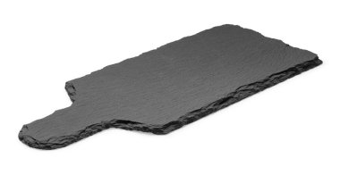 Kesme tahtası, kayrak taşından yapılmış, arkaplandan izole edilmiş bir fotoğraf.