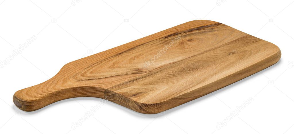 Cutting board made of natural wood, photo isolated from the background