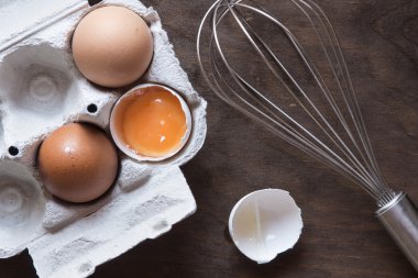 Çiğ yumurta için yemek Kahvaltı, yukarıdan hazırlanıyor