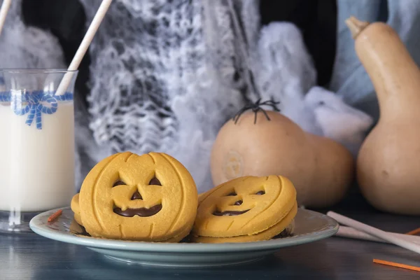 ハロウィンのかぼちゃクッキーのお祝い — ストック写真