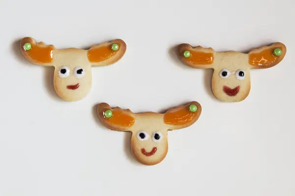 Christmas Cookies reindeer on white background — Stock Photo, Image