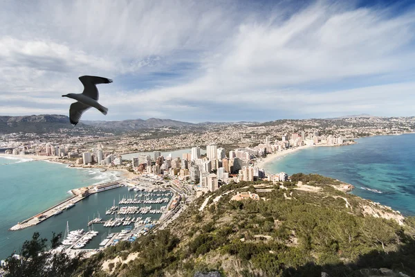 Pohled na turistické město, Calpe, Španělsko — Stock fotografie