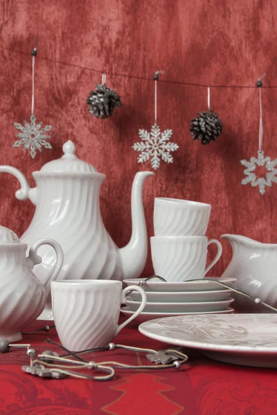 Vánoční dekorace tabulka zobrazí v jednoduchého a elegantního stylu. Stock Fotografie