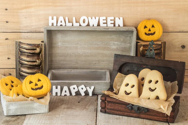 Happy Halloween scene with cookies — Stock Photo, Image