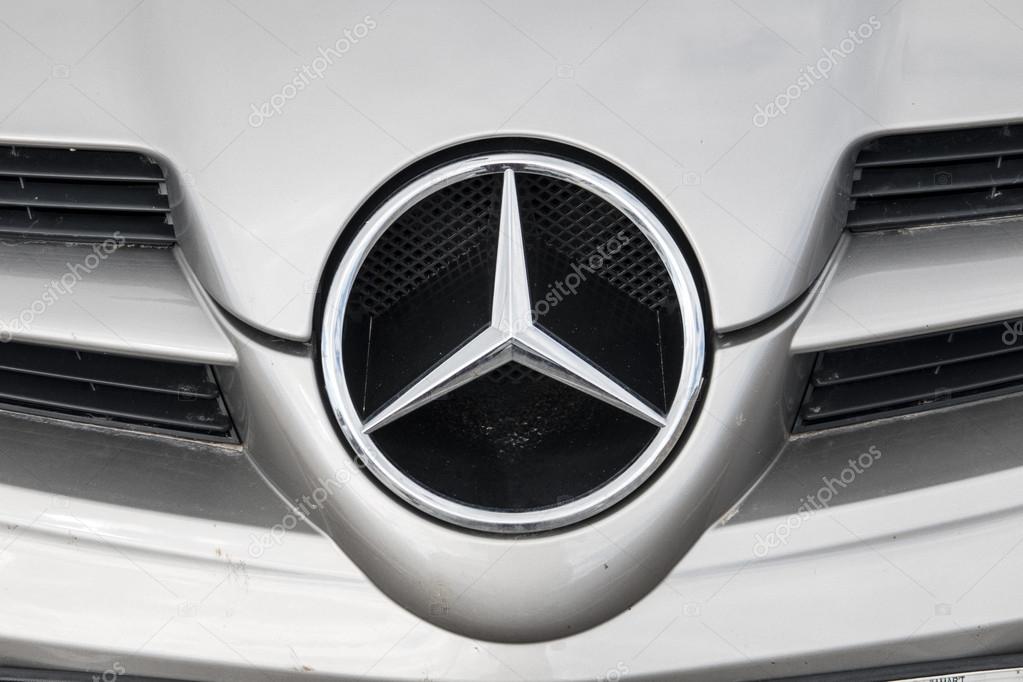Altea, Spain - 31 October2015, detail logo of car brand Mercedes Benz
