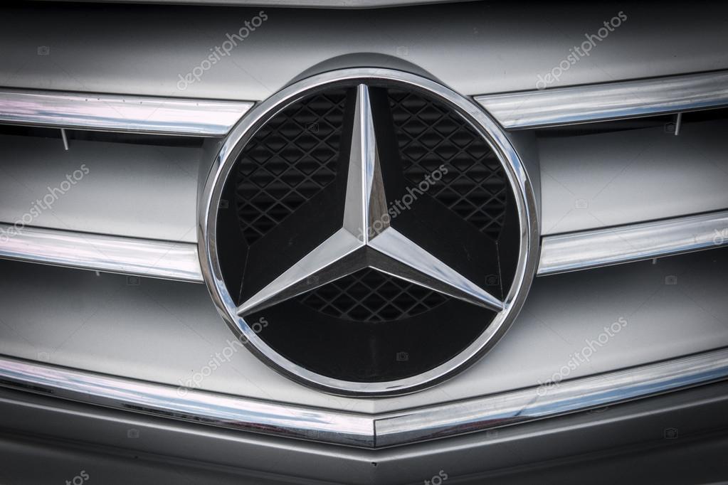Altea, Spain - 31 October2015, detail logo of car brand Mercedes Benz