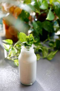 Chia tohumu ve naneli süt kokteyli..