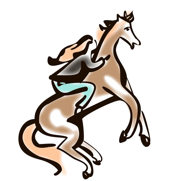 Caballo con mujeres — Vector de stock