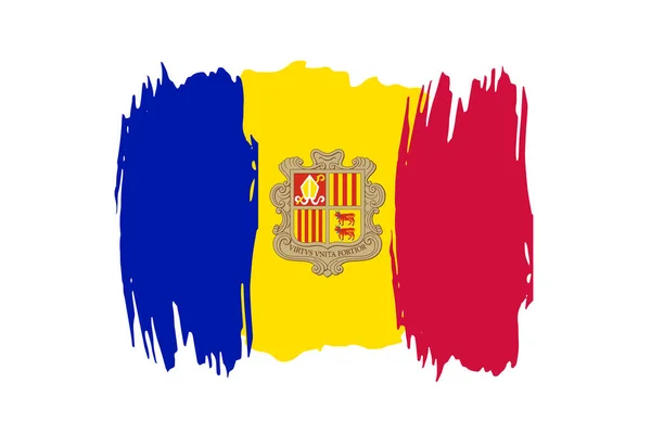 Flag Principality Valleys Andorra Principality Andorra Andorra Tricolor Brush Concept — Stock Vector