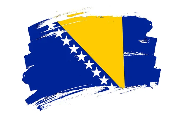 Vlajka Bosny Hercegoviny Bosna Banner Brush Koncept Vodorovná Vektorová Ilustrace — Stockový vektor