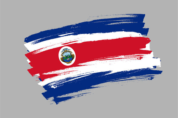 Флаг Республики Коста-Рика. Концепция баннерной кисти Коста Рики. Горизонтальный вектор Иллюстрация изолирована на сером фоне.