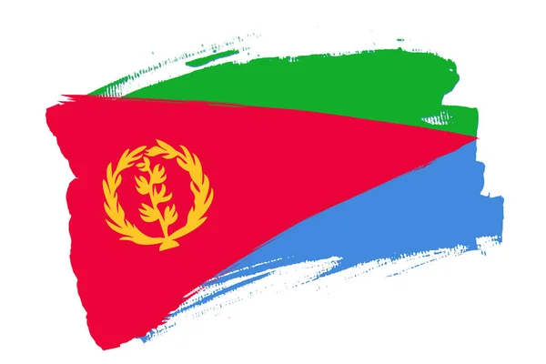 Vlag Van Staat Eritrea Banner Borstel Concept Horizontale Vector Illustratie — Stockvector