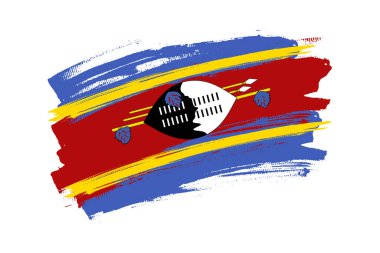 Eswatini Krallığı bayrağı. Eswatini ya da Svaziland bayrak fırçası konsepti. Yatay vektör illüstrasyonu beyaz arkaplanda izole edildi.