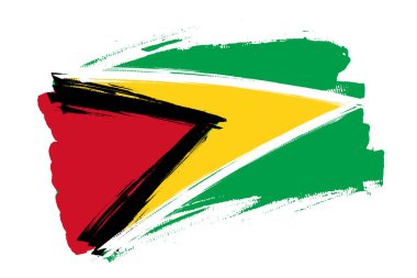 Guyana Kooperatif Cumhuriyeti bayrağı. Guyana sancak fırçası konsepti. Yatay vektör illüstrasyonu beyaz arkaplanda izole edildi.