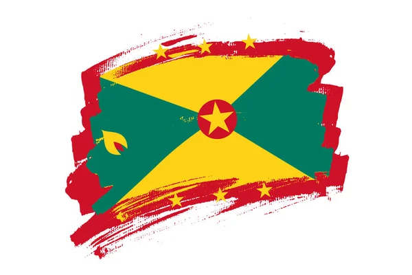 Vlajka Grenady Koncepce Štětce Vodorovná Vektorová Ilustrace Izolovaná Bílém Pozadí — Stockový vektor