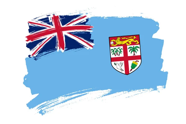 Bandera República Fiji Concepto Pincel Banner Fiji Vector Horizontal Ilustración — Archivo Imágenes Vectoriales