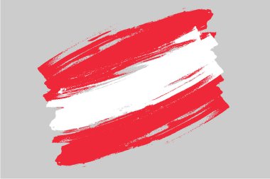 Avusturya Cumhuriyeti bayrağı. Avusturya üç renkli fırça grunge konsepti. Gri arkaplanda yatay vektör çizimi izole edildi.  
