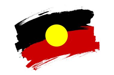 Avustralya Aborjin Bayrağı, Avustralya 'nın bayrağı. Aborjin Avustralyalıların sancak fırçası konsepti. Yatay vektör illüstrasyonu beyaz arkaplanda izole edildi.  