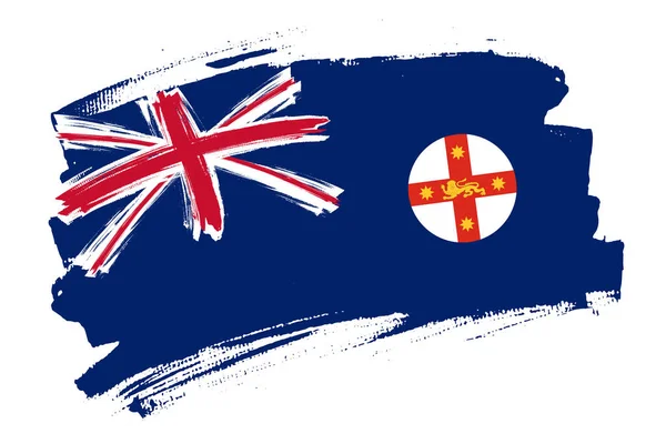 Vlajka Nového Jižního Walesu Austrálie Australský Region Banner Koncepce Štětce — Stockový vektor