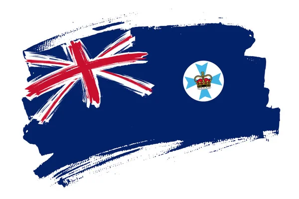 Vlajka Queenslandu Austrálie Australský Region Banner Koncepce Štětce Vodorovná Vektorová — Stockový vektor