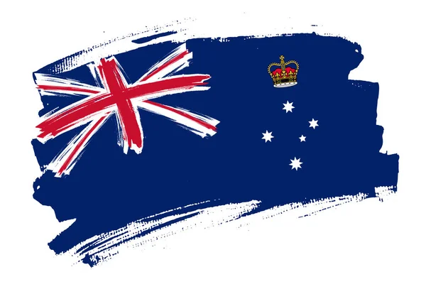 Bandera Victoria Australia Concepto Pincel Bandera Estatal Australiana Vector Horizontal — Vector de stock