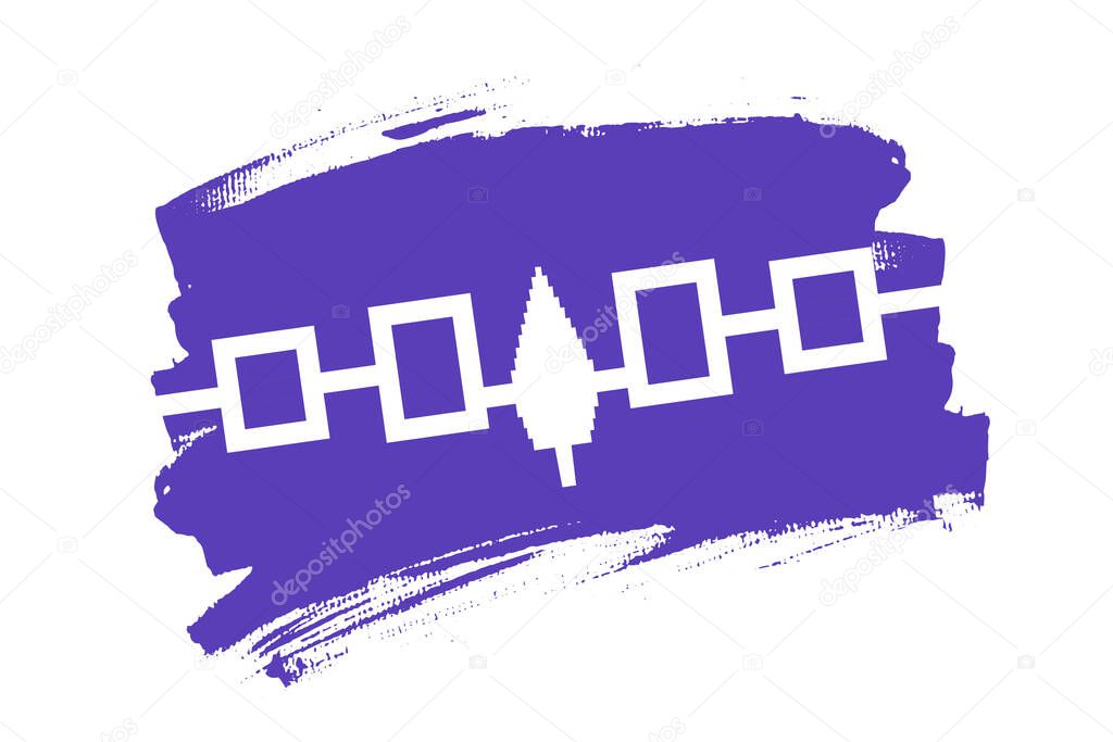 Flag of the Iroquois Confederacy, USA. American Haudenosaunee,  the Five Nations banner brush concept. Horizontal vector Illustration isolated on white background.  