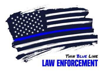 İnce mavi çizgi, sıkıntılı Amerikan bayrak vektör şablonu. Birleşik Devletler 'de Polis ve Polis Memurları Anma Günü. Poster, kart, afiş. 