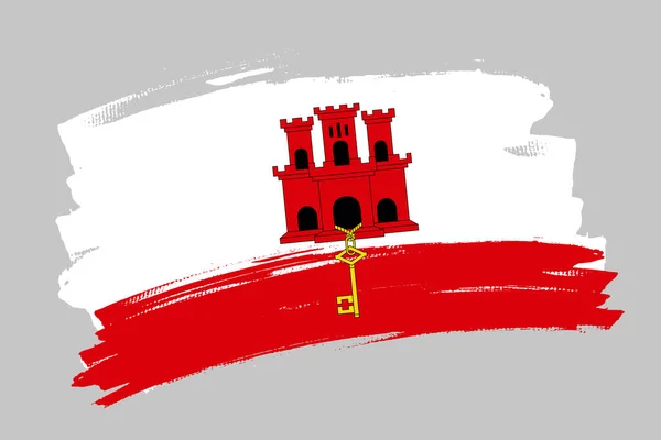 Flagge Der Insel Gibraltar British Overseas Territory Bannerpinsel Konzept Horizontaler — Stockvektor